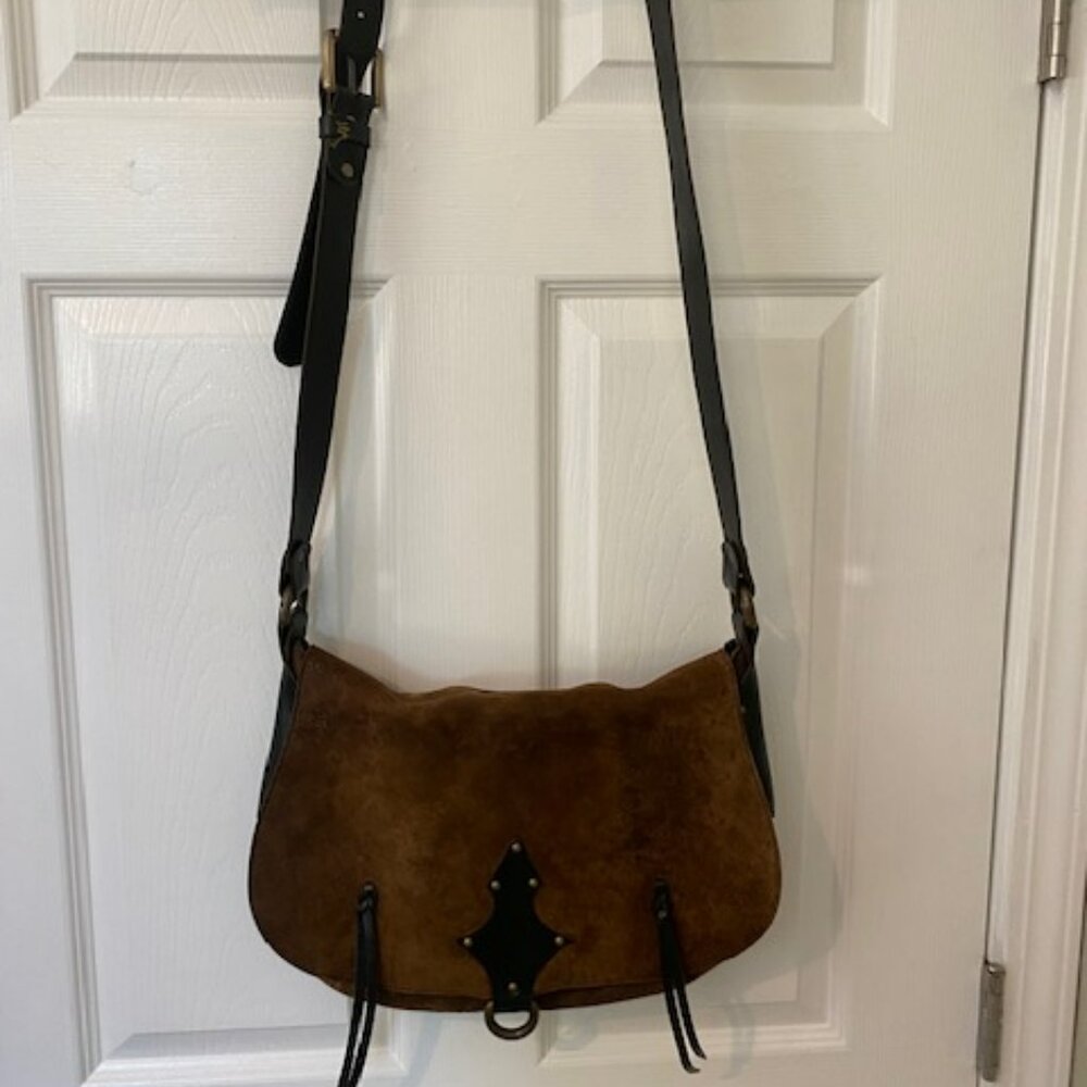 Vin Baker Cross-Body Bag Suede Leather-Lined Interior
